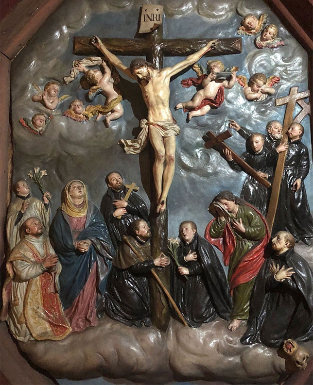 Crucificado y santos jesuitas / Sagrado Corazón de Jesús - s. XVIII (R.M.SXVIII-O485) Calvar10