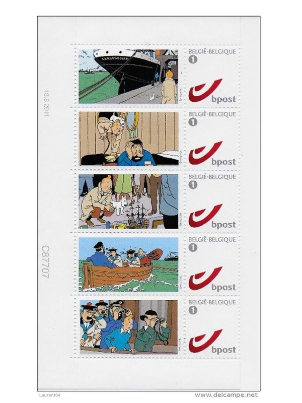 les TIMBRES SUR LE MOTIF DE TINTIN Sans1973