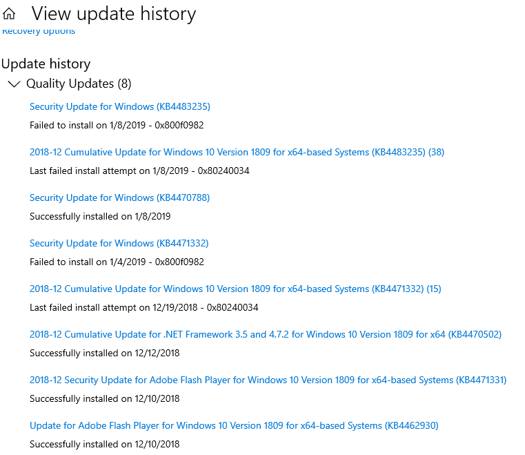 [SOLVED] [EX-100 - v2.1.0.0] [RS5 Build 1809 x64] Windows Update failed 17763.rs5 Err10