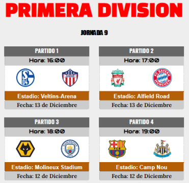 [HES-SDv19] Horarios Partidos Pendientes J6 de Liga 1D // J7, J8 & J9 de Ligas 1D & 2D 1d_j910