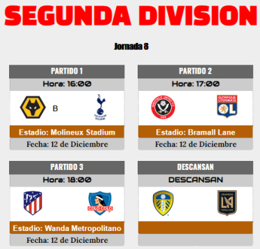 [HES-SDv19] Horarios Partidos Pendientes J6 de Liga 1D // J7, J8 & J9 de Ligas 1D & 2D 2d_j810