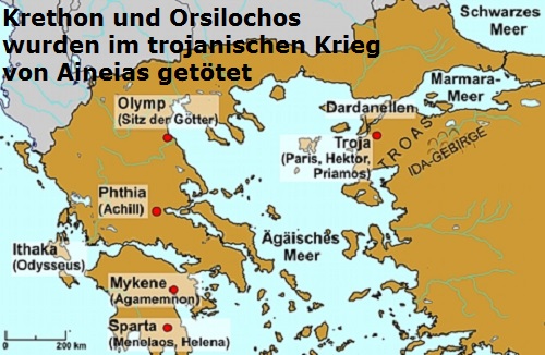 Orsilochos und Krethon (Mythologie): Zwillinge, getötet von Aineias Kretho10