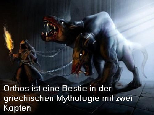 Orthos / Orthros (Mythologie): Riesige Bestie, Hund mit zwei Köpfen Orthos10