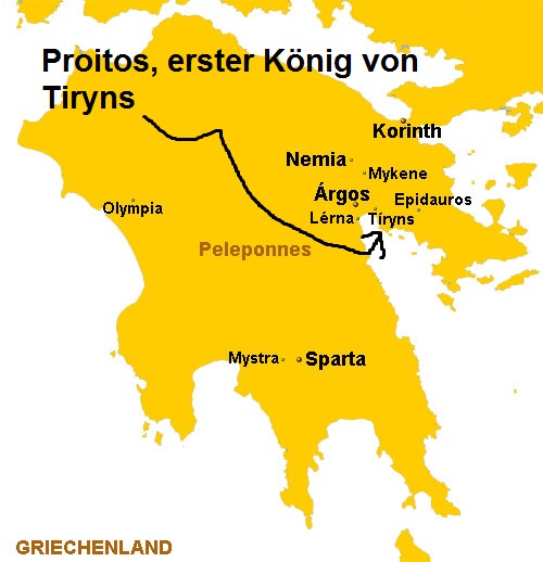 Proitos (Mythologie): Sohn des Abas und 1. König von Tiryns (Peloponnes) Proito10