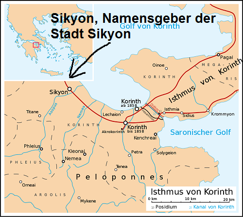 Sikyon (Mythologie): Namensgeber der gleichnamigen Stadt Sikyon10