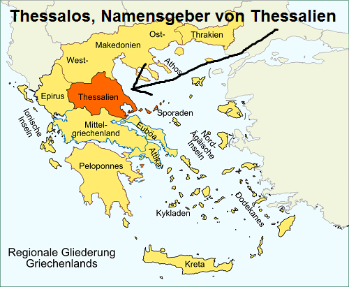 Thessalos (Mythologie): Namensgeber der Landschaft Thessalien Thessa10