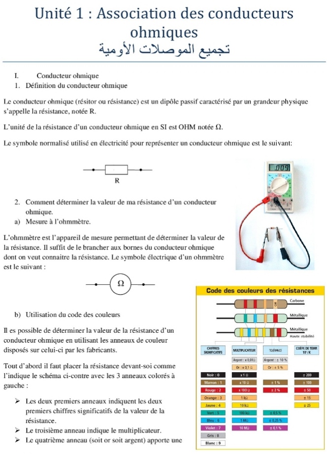 Association des conducteurs ohmique  Screen19