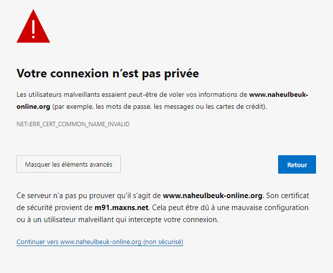 Problème de certificat SSL sur forum Premium Msedge10