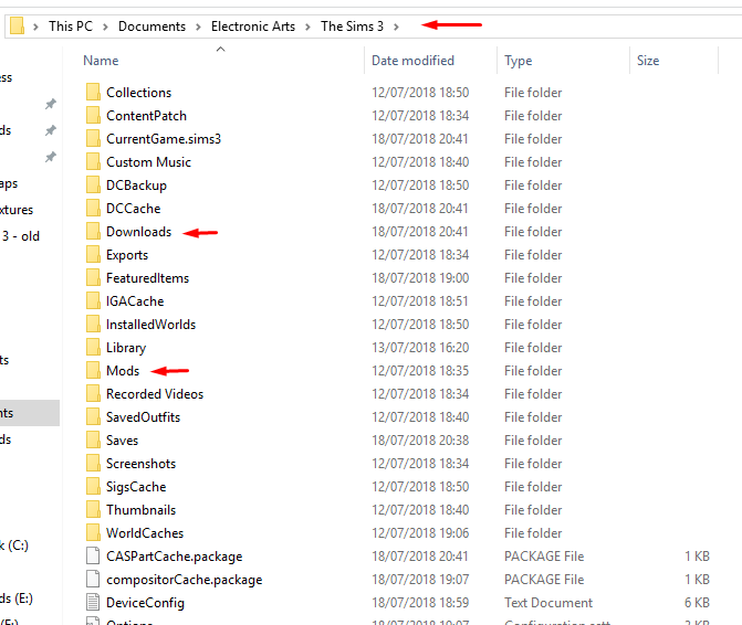 sims 3 cc folder