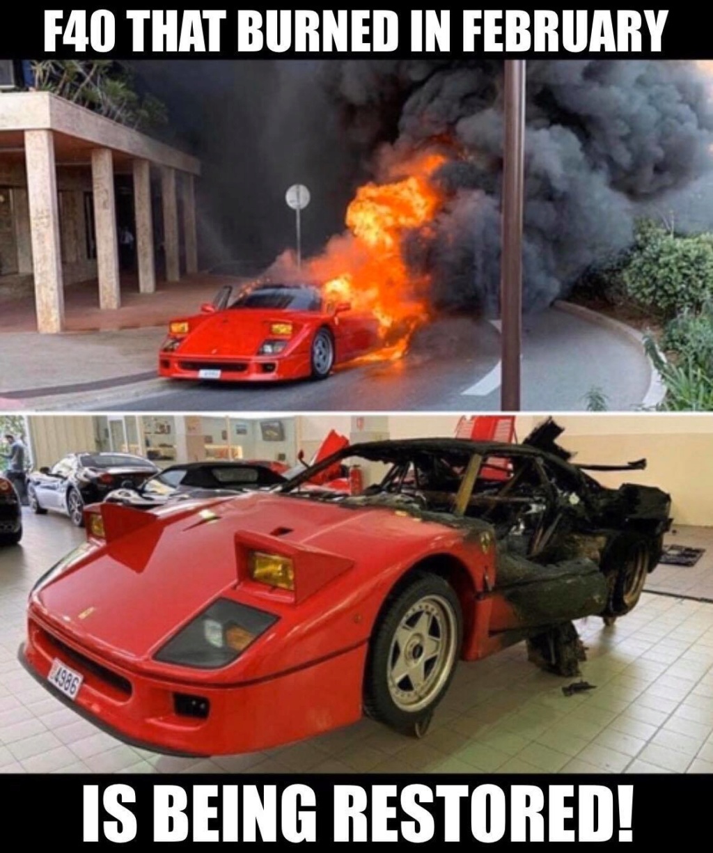 Monaco; Un dealer Ferrari croit pouvoir restaurer une F40 incendiée. Feu_111