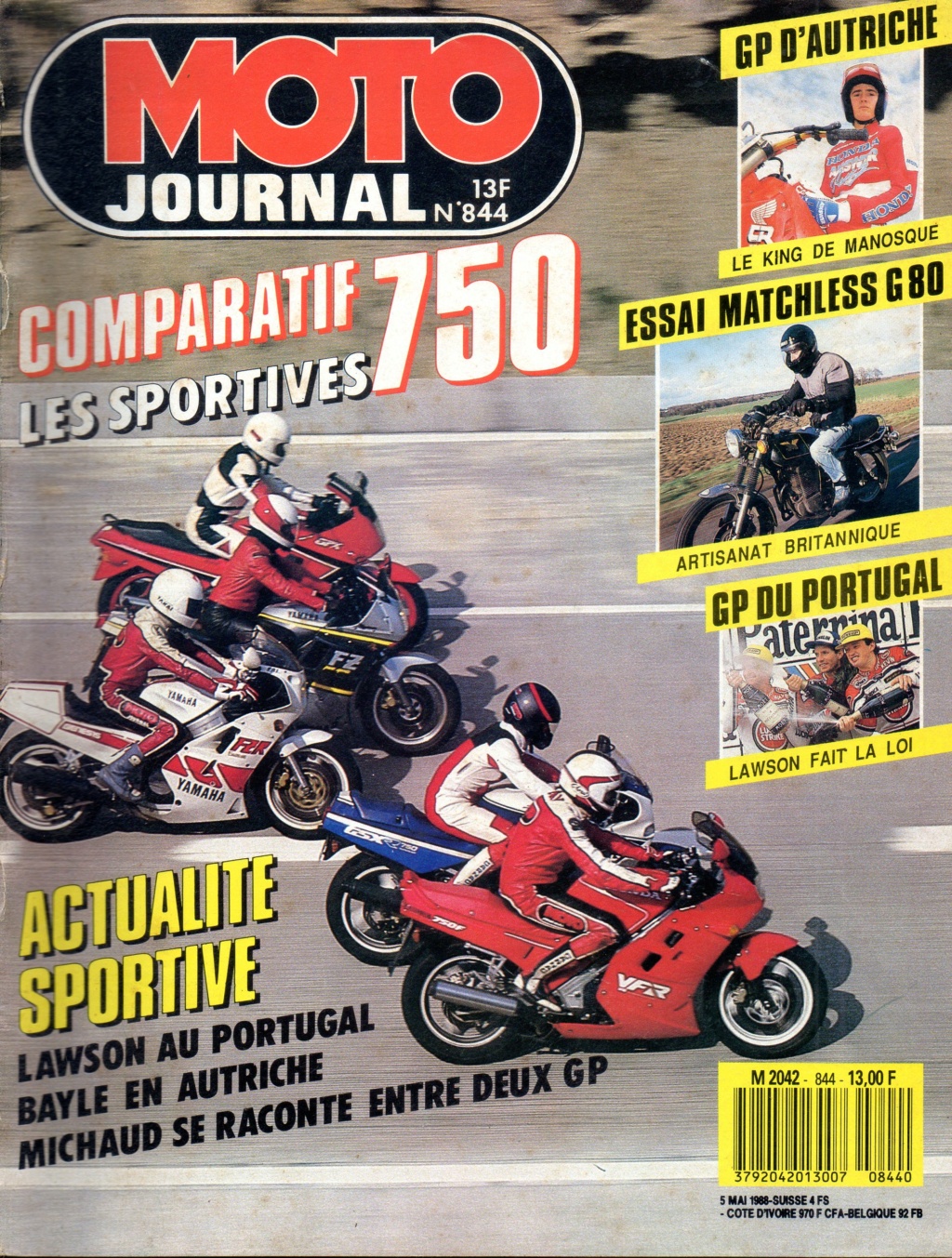 Essai comparatif les 750 sportives MJ 844 mai 1988  Essai147