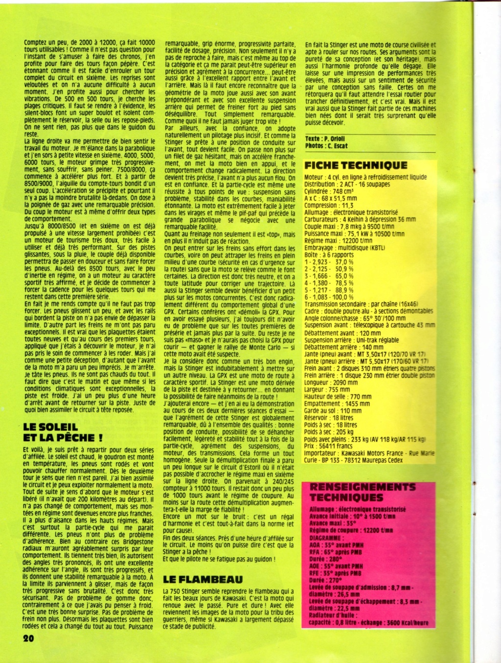 Essai Kawasaki 750 Stinger  Motoflash n°111 mars 1989 Moto_f15