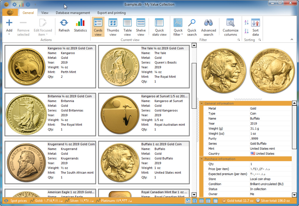 ترجمة برنامج My Value Collection العملات المعدنية والذهبية والفضية  Snap2110