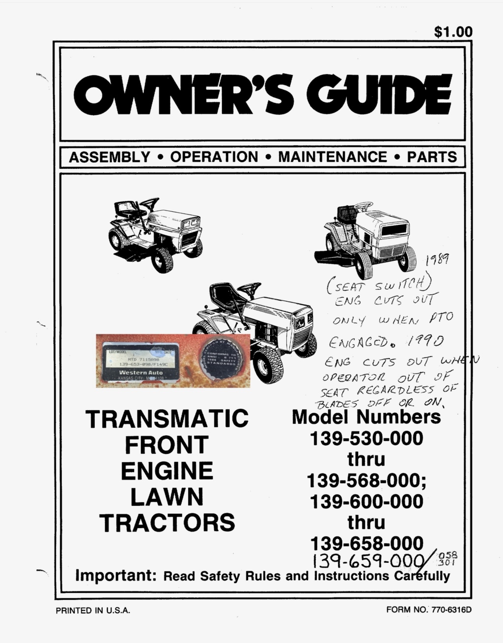 MTD Square Body mowers, information and pictures D7896a10