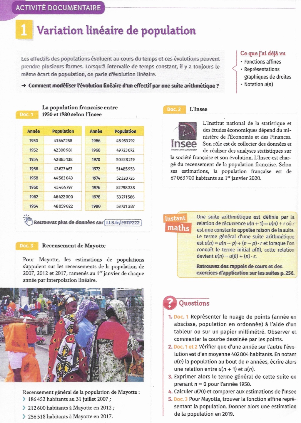 Activité 1 : Variation linéaire de population 2020-314