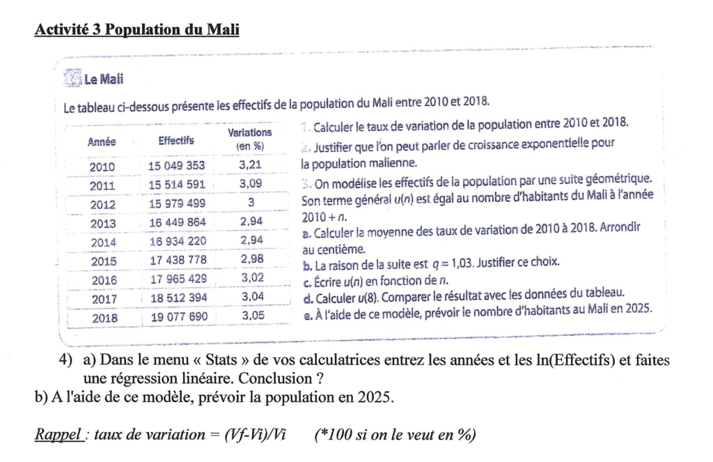 Séance 3 : Population du Mali (variation exponentielle) Docume12