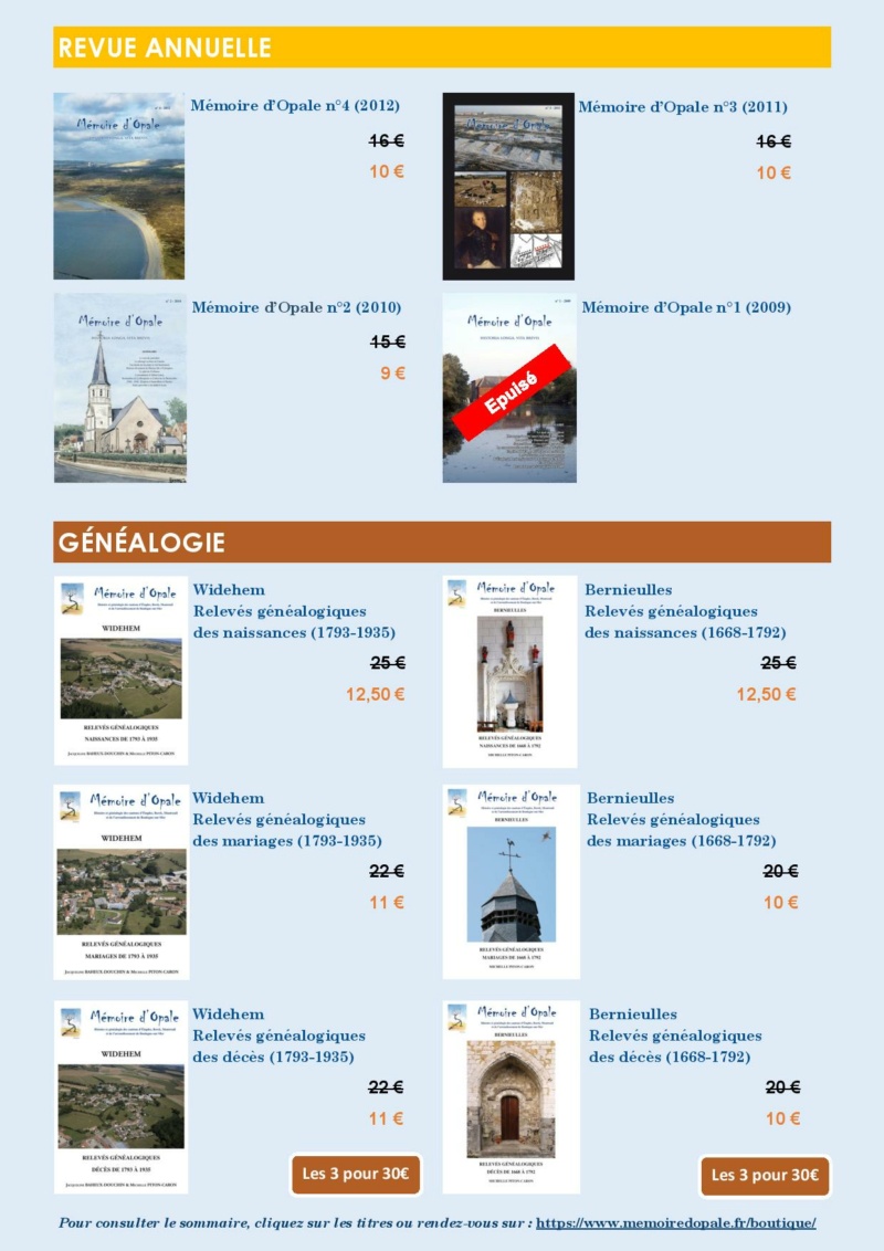 Vente promotionnelle des publications de Mémoire d'Opale du 11 février 2024 Vente-12
