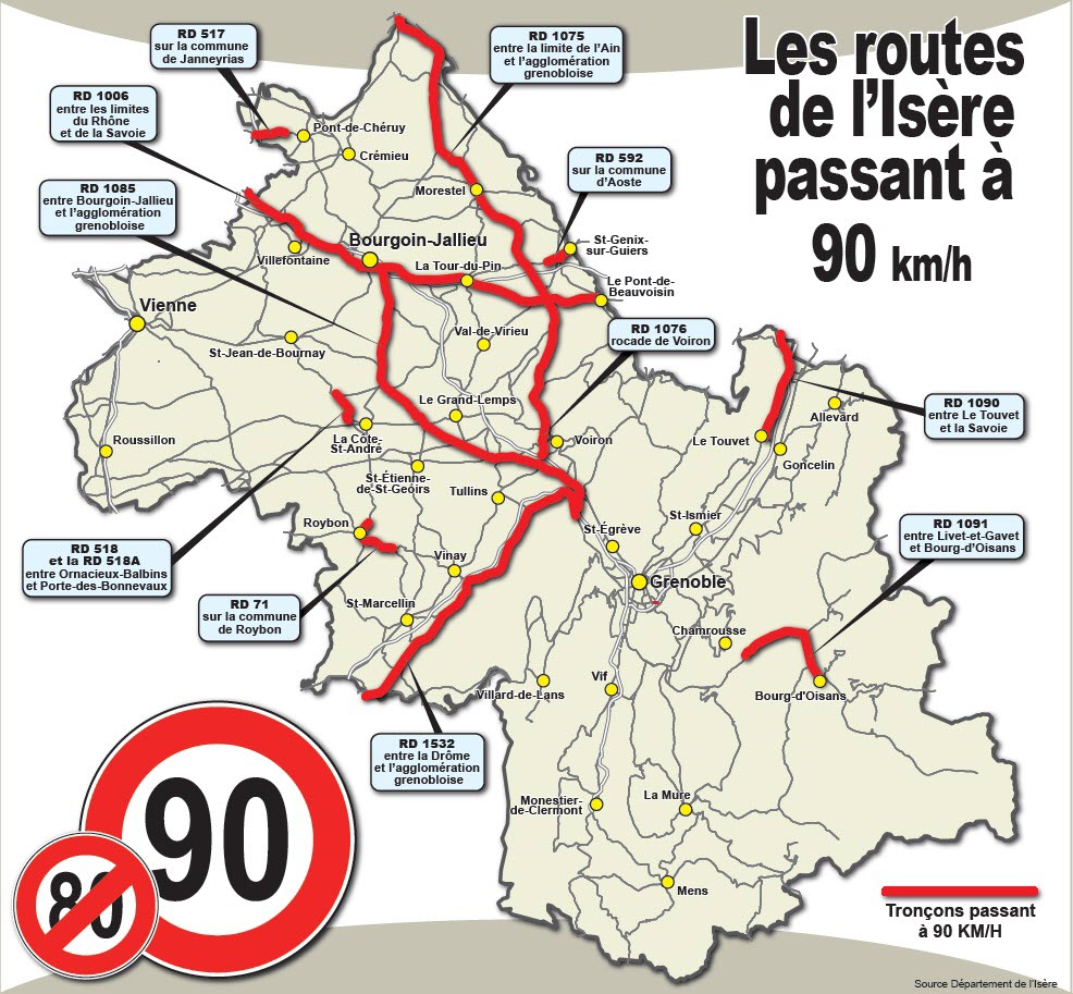 Isère : tout savoir du retour des 90 km/h sur certaines routes départementales  Infogr10