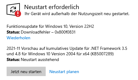 [EX-100 - v3.5.1.0] [Windows 10 Pro 64bit 22H2] Windows Update broken -> Rollback Unbena23