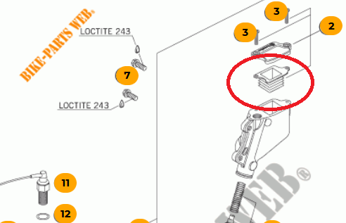 Joint pour maitre cylindre de frein arrière  Ktm10