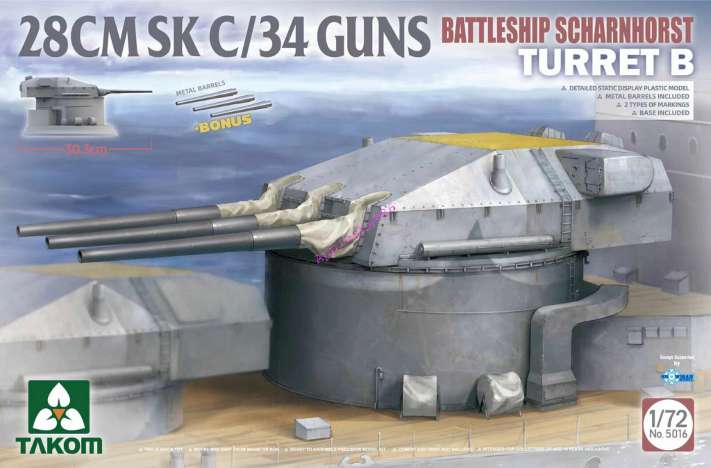 Tourelle Bismarck 15 cm Sk C/28 Guns. Takom Turret10