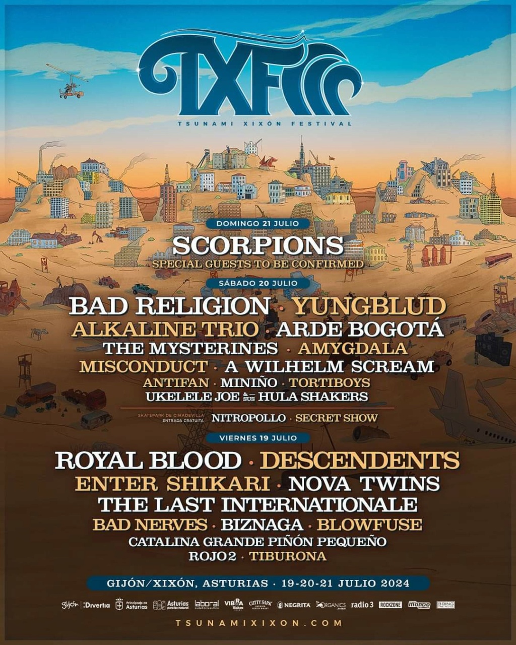 Tsunami Xixón 2024 (19-21 julio) // Scorpions, Yungblud, Bad Religion, Royal Blood, Descendents, Alkaline Trio, Arde Bogotá Fb_img58