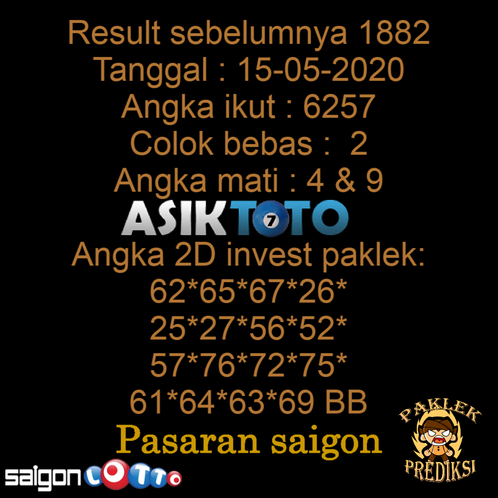 Prediksi Togel Saigonlotto 15 Mei 2020 Paklek48