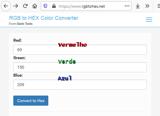 Convertendo cores RGB para Hex Rgb-to13