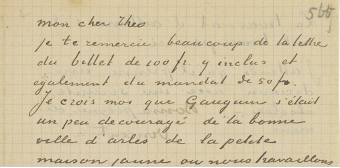 Lettre de Théo Van Gogh à son frère Vincent Lettre10