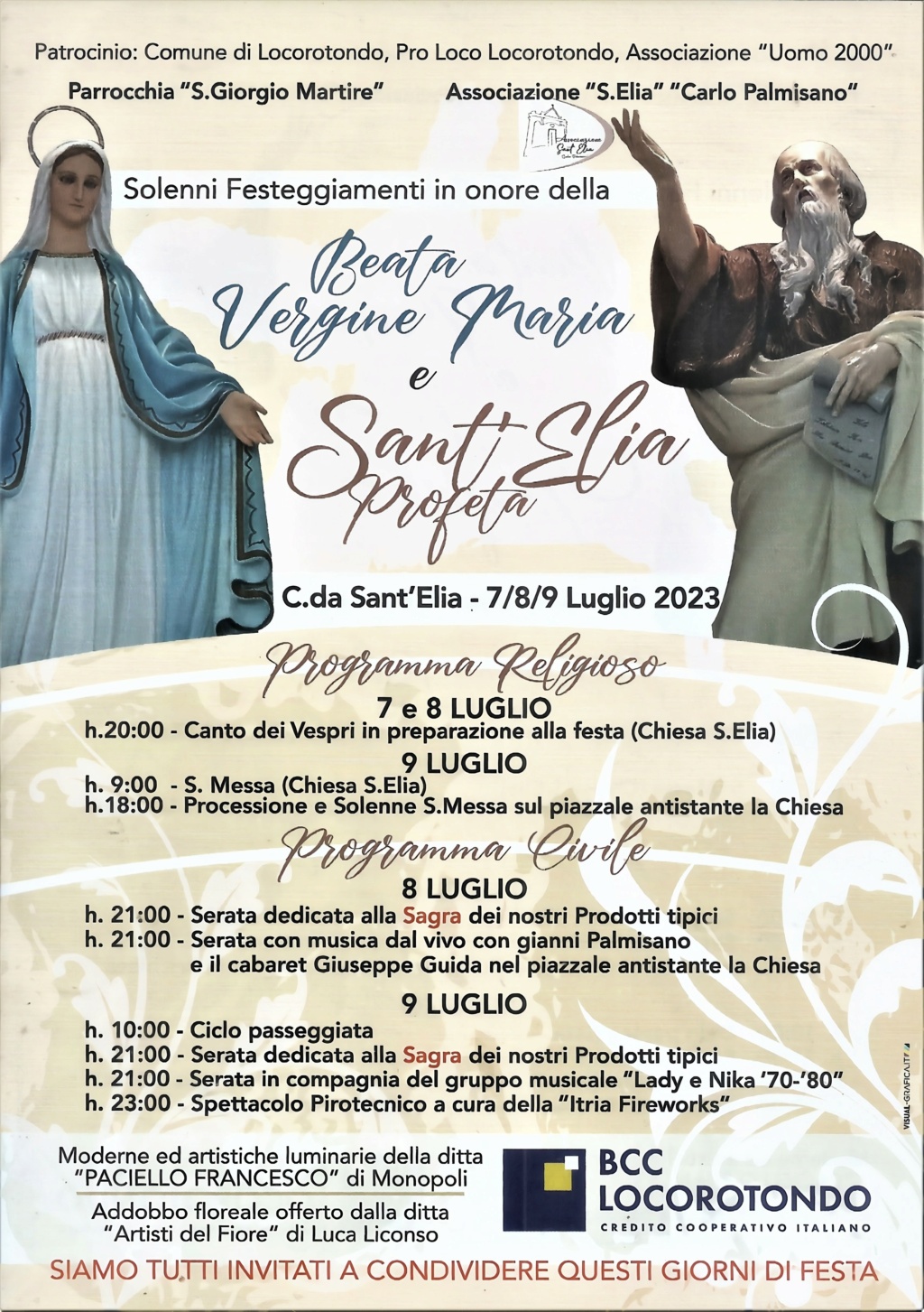 Solenni Festeggiamenti in onore della Beata Vergine Maria e Sant'Elia Profeta - Locorotondo (BA) Progra11
