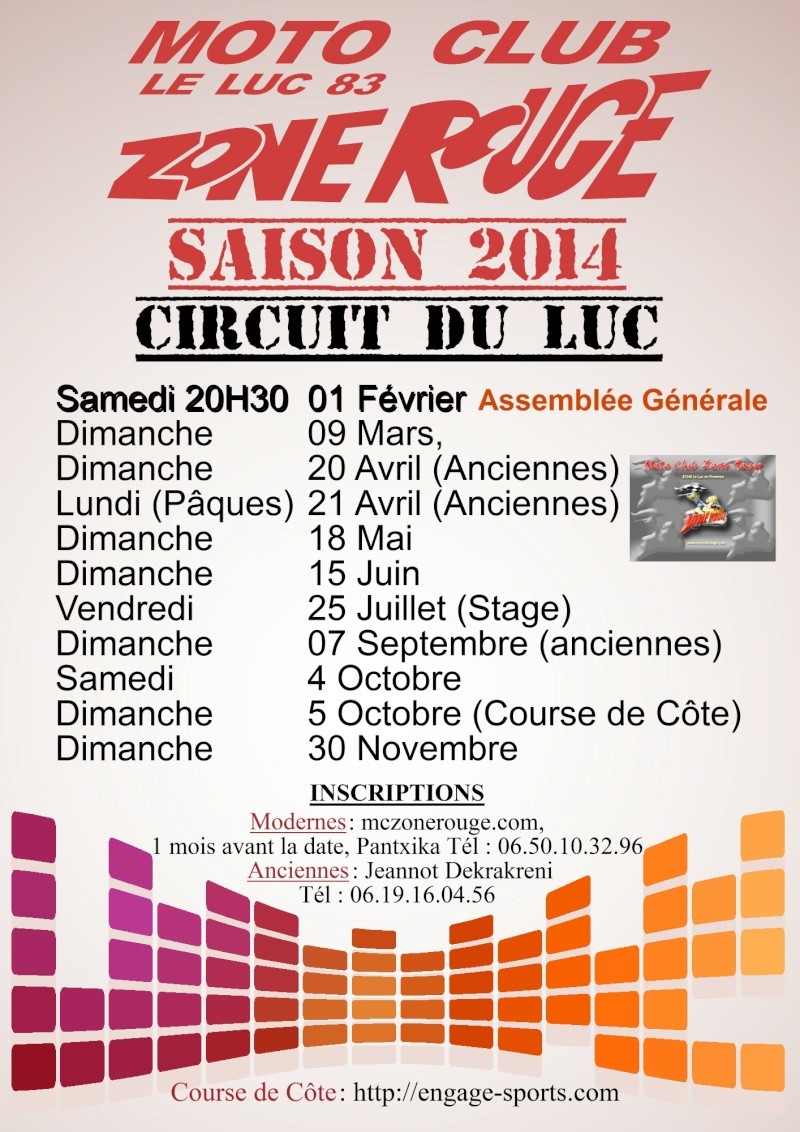 Calendrier Zone rouge 2014 circuit du Luc Dates_10