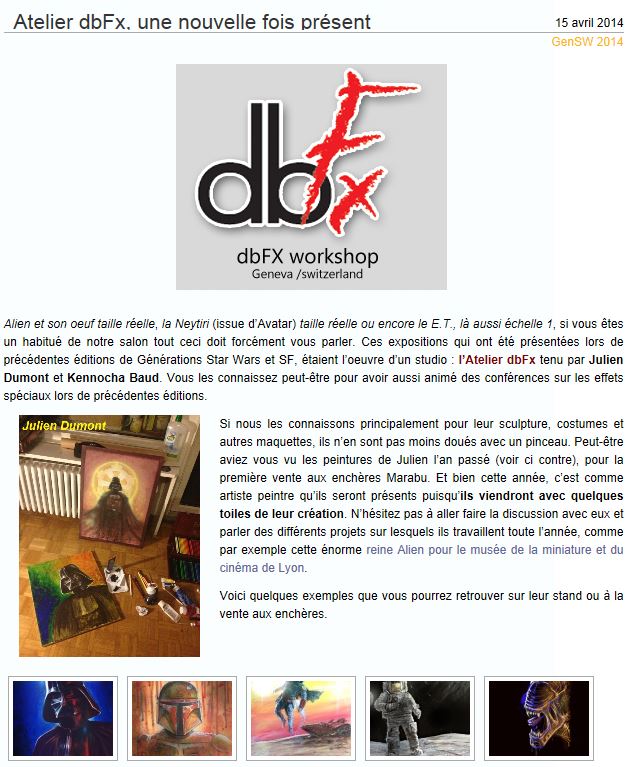 Générations Star Wars & SF - Cusset (03) 03-04 Mai 2014 - Page 4 Dfx10