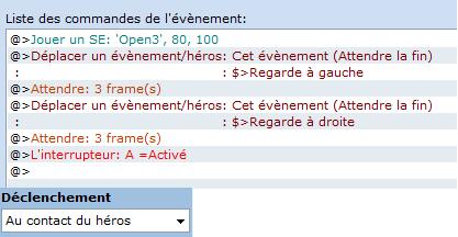 Ouverture de porte et animation de flamme Event_10