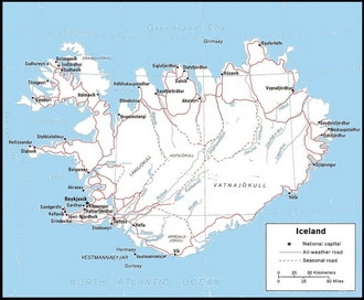 Карта дорог Исландии Ki11