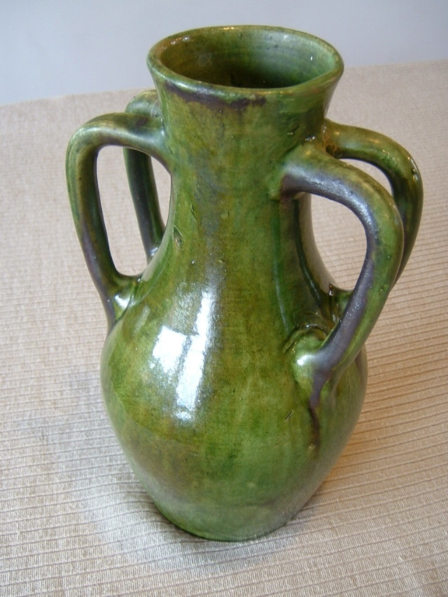 Green glazed pots - Belgium Art Pottery (not Farnham) Ed_vas12