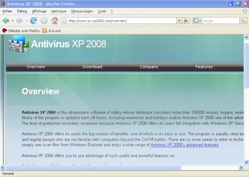 Xp antivirus 2008 : Dossier complet d'espion3004 Debutt11