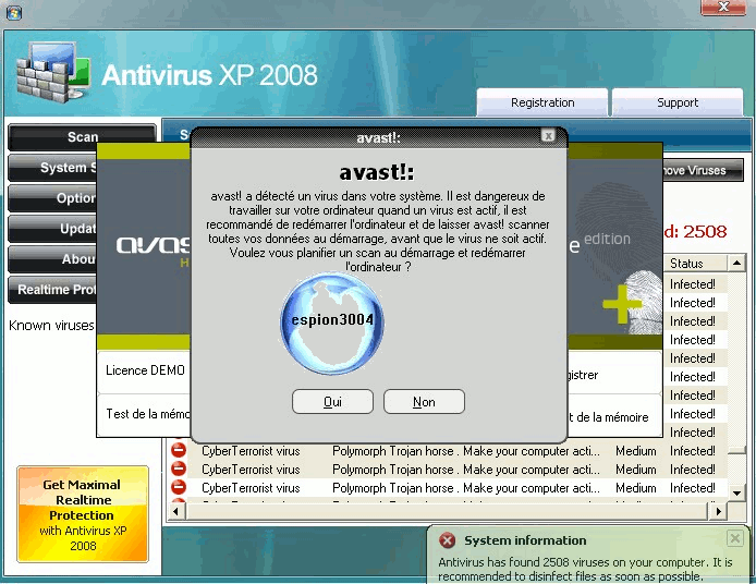 Xp antivirus 2008 : Dossier complet d'espion3004 Debutt37