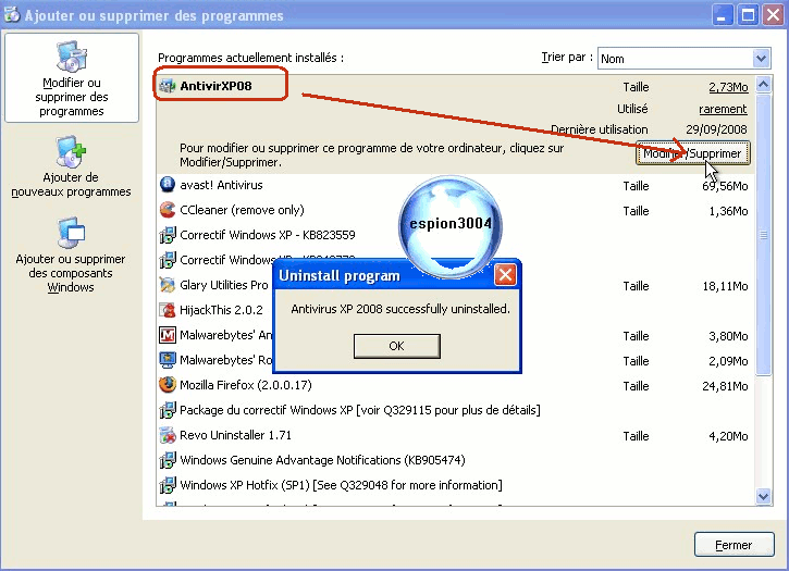 Xp antivirus 2008 : Dossier complet d'espion3004 Debutt43