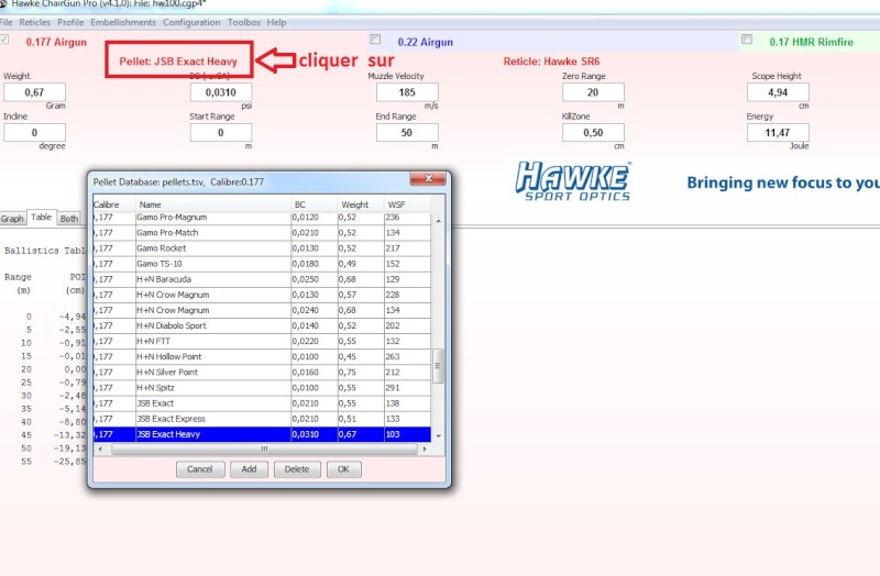 déterminer la puissance de sa carabine par différence de point d'impact Chairg11