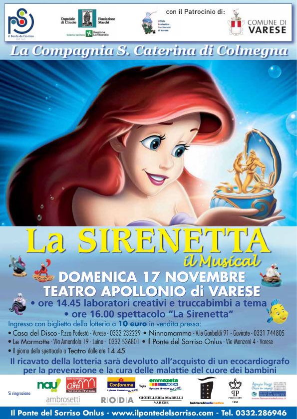 Musical "La Sirenetta" domenica 17 novembre - Beneficenza Ospedale Del Ponte Varese Sirene10