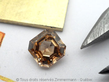 serti griffes - Solitaire or avec diamant naturel '' Orange-Brown '' 1,17 ct chaton double-griffes Soob0510