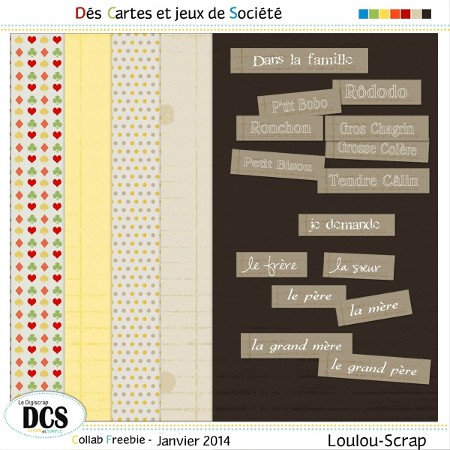 Dés, Cartes et jeux de Société -->  janvier 2014 Loulou17