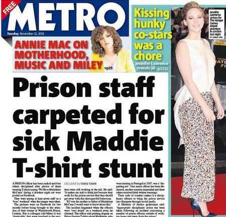 Metro - Prison staff sacked, disciplined, over sick Madeleine stunt Metros10
