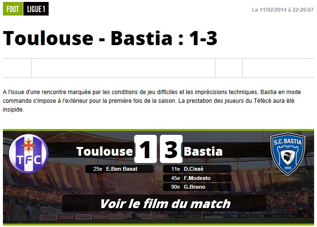 Toulouse 1-3 Bastia S212