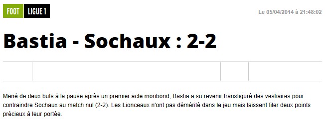 Bastia 2-2 Sochaux S281