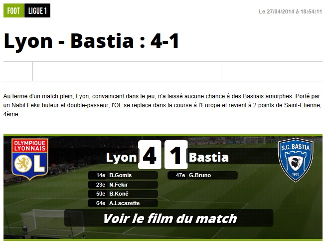 Lyon 4-1 Bastia S301