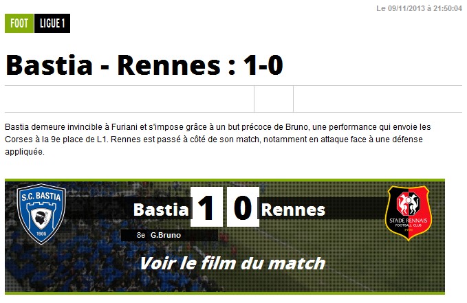 Bastia 1-0 Rennes S73