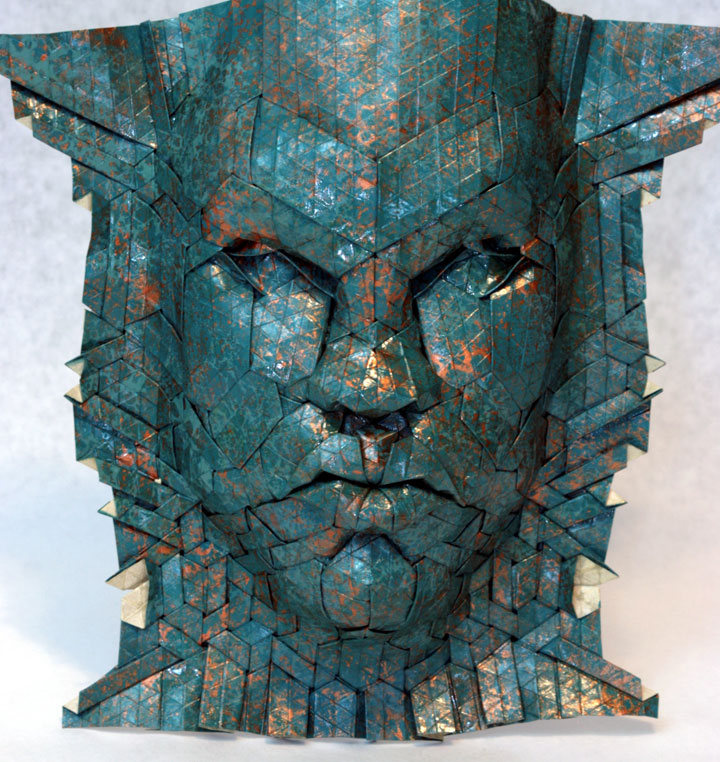 ce passionné d’origami conçoit des visages fantaisistes Masque28