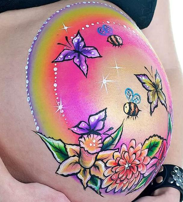 one stroke flowers bellypaint Maaike11