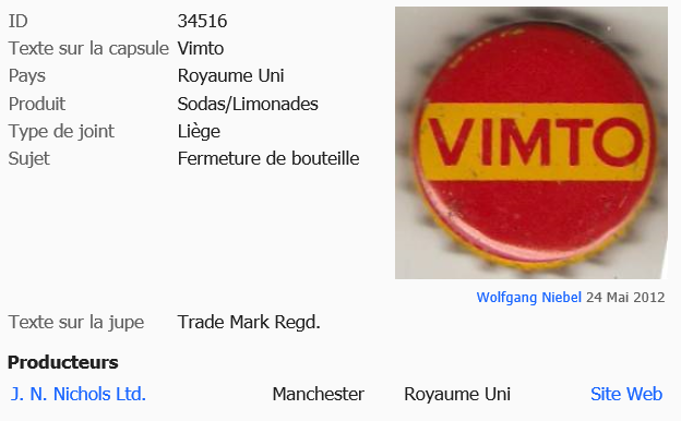 ancienne capsule avec liege recherche information Vimto10